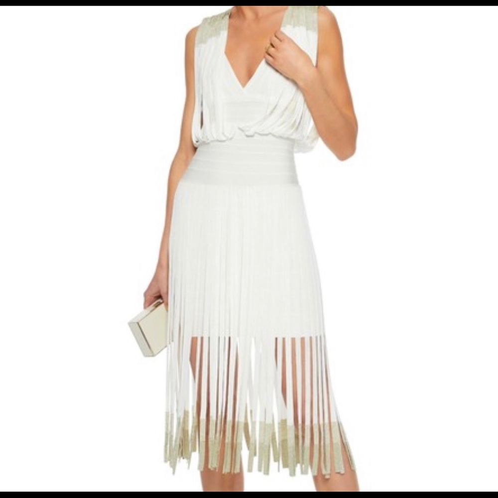 Herve Leger Fringe Bandage Dress